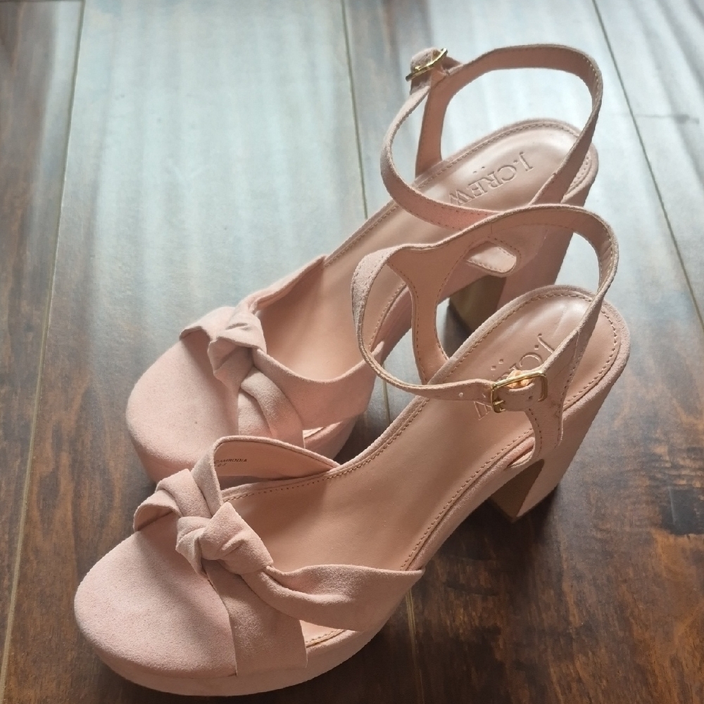 J. Crew Pink Heels with Chunky Heel and Ankle Strap